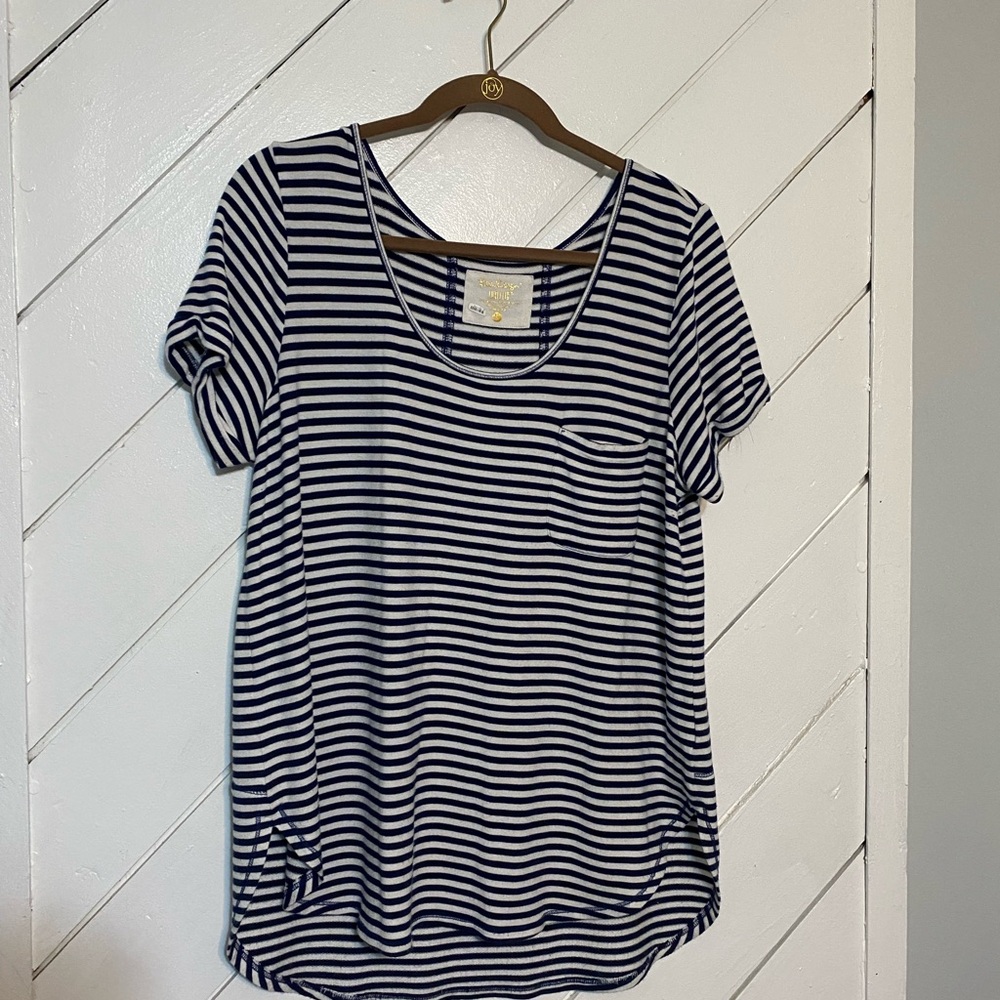 Lilly Pulitzer Navy and White Striped Luxletic Jersey Top
